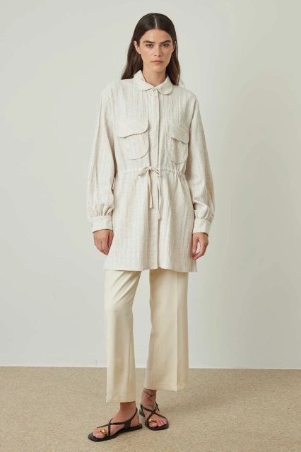 Lisa Ütü İzli Krem Pantolon