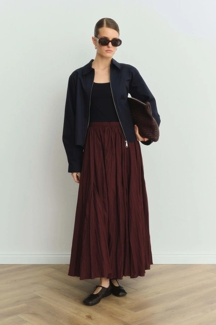 Long Pilise Bordo Etek Long Pilise Bordo Etek