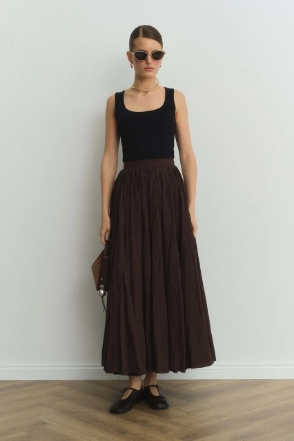 Long Pilise Kahve Etek Long Pilise Kahve Etek