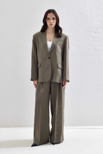 Lyocell Cupra Blazer Koyu Haki Ceket