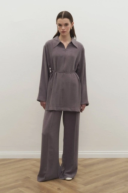 Melanj Dokulu Glide Mürdüm Pantolon Takım