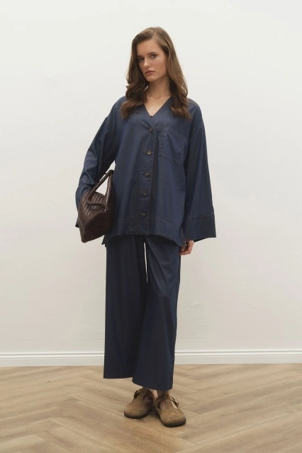 Miyaki Tensel Kot Pantolon Lacivert Takım Miyaki Tensel Kot Pantolon Lacivert Takım