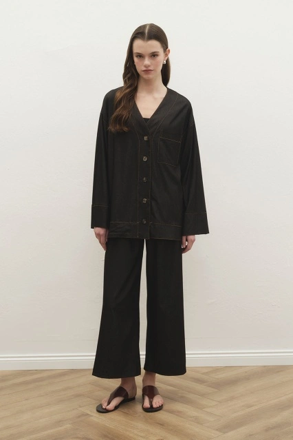 Miyaki Tensel Kot Pantolon Siyah Takım