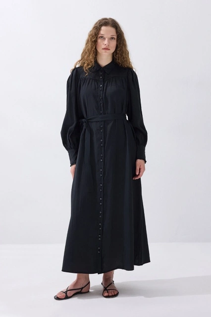 Kemerli Siyah Modal Elbise