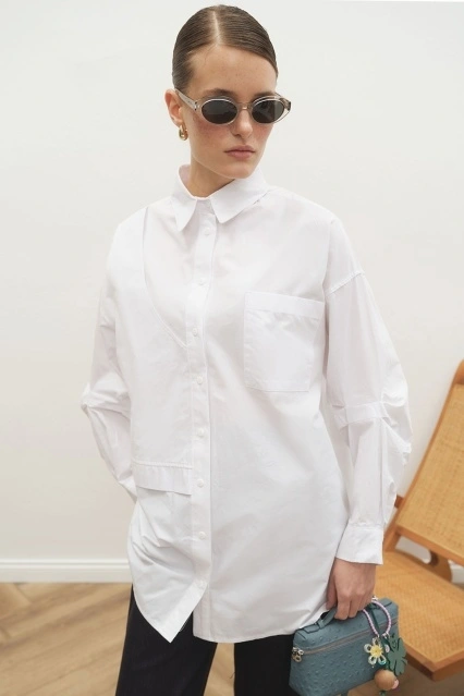 Monica Aller Kapama Beyaz Gömlek Monica Aller Kapama Beyaz Gömlek