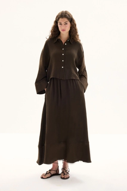 Müslin Kahve Etek Takım