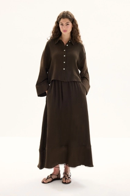 Müslin Kahve Etek Takım