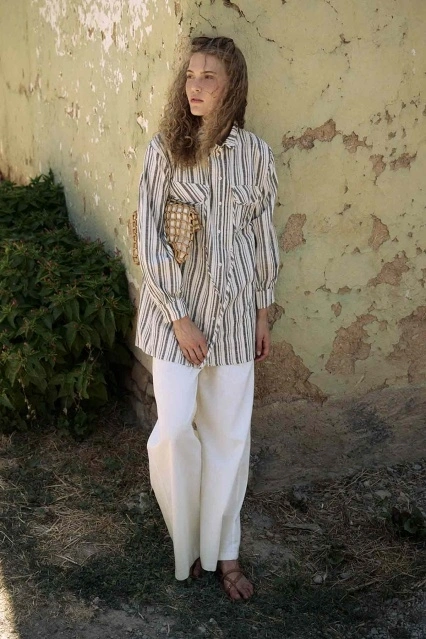 Naturel Çizgili Siyah Keten Ceket Naturel Çizgili Siyah Keten Ceket