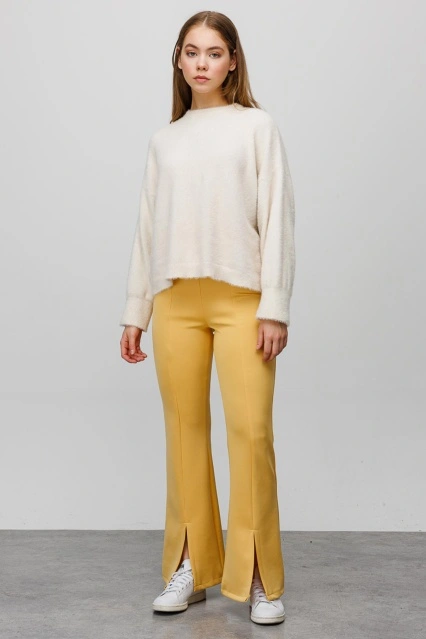 Ön Yırtmaçlı Scuba Hardal Pantolon