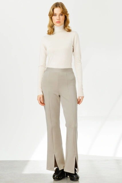 Ön Yırtmaçlı Scuba Vizon Pantolon