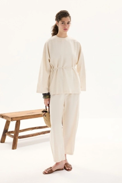 Organik Karışımlı Lastikli Vanilya Pantolon