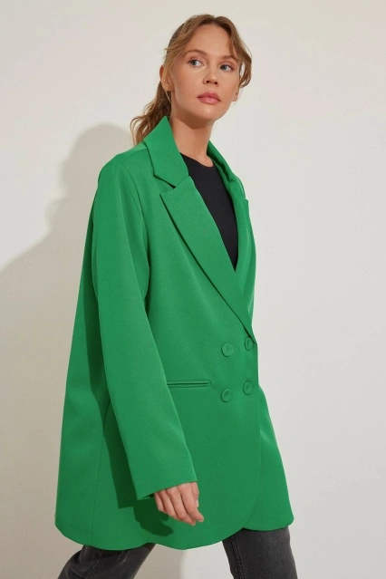 Oslo Kruvaze Benetton Yeşili Blazer Ceket Oslo Kruvaze Benetton Yeşili Blazer Ceket