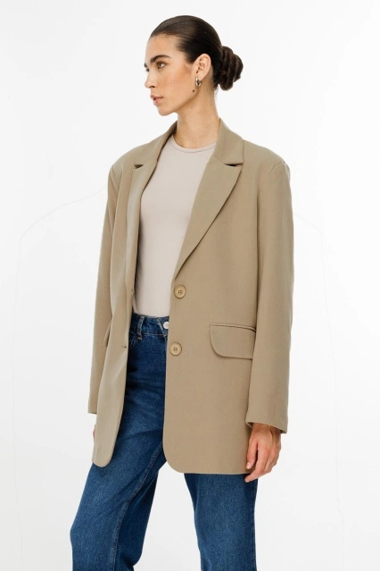 Oversize Basic Blazer Ceket - Vizon