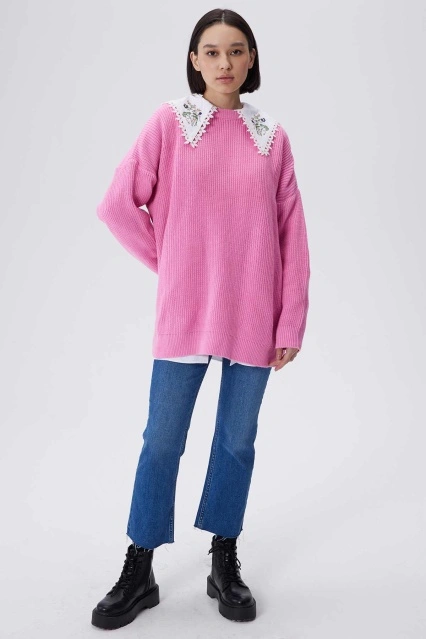 Oversize Kazak - Pembe