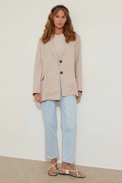 Retro Basic Camel Ceket