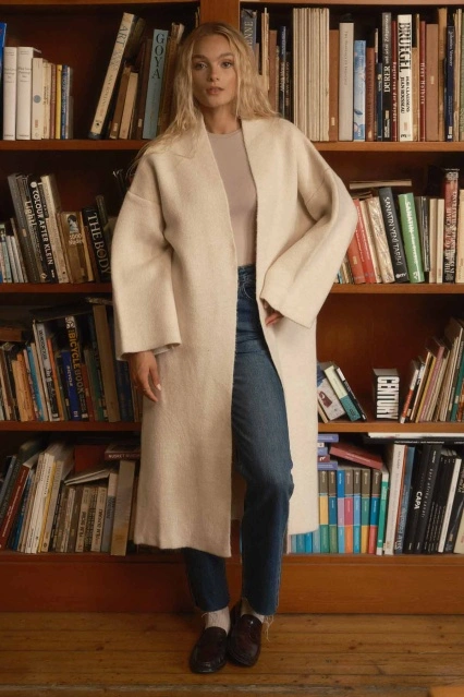 Oversize Taş Rengi Hırka