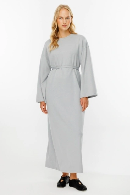 Oversıze Uzun Pamuklu Gri Elbise Oversıze Uzun Pamuklu Gri Elbise