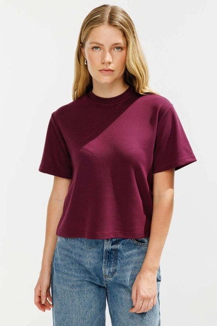 Pamuklu Basic Vişne Tshirt