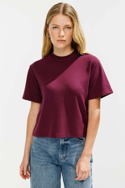 Pamuklu Basic Vişne Tshirt