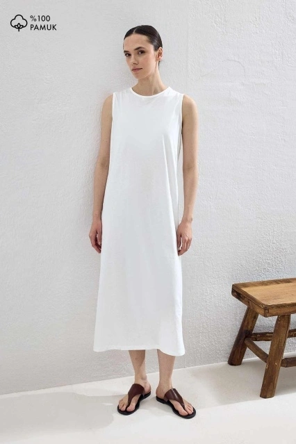 Pamuklu Beyaz Astar Elbise