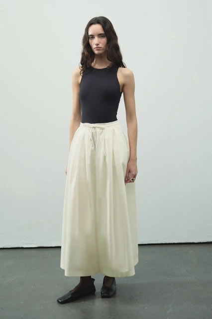 Pamuklu Rahat Kesim Krem Pantolon