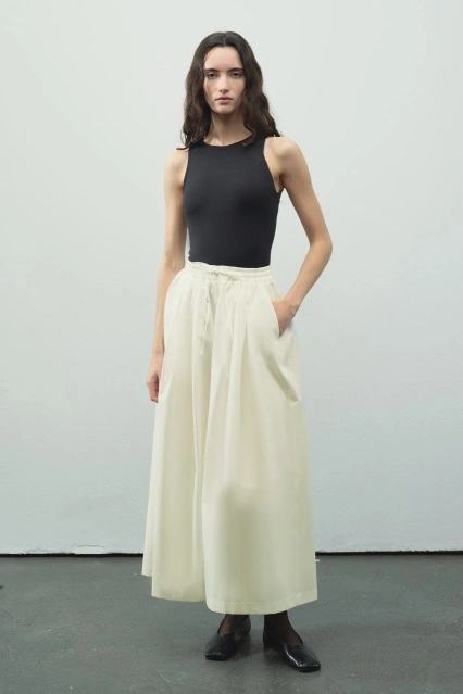 Pamuklu Rahat Kesim Krem Pantolon