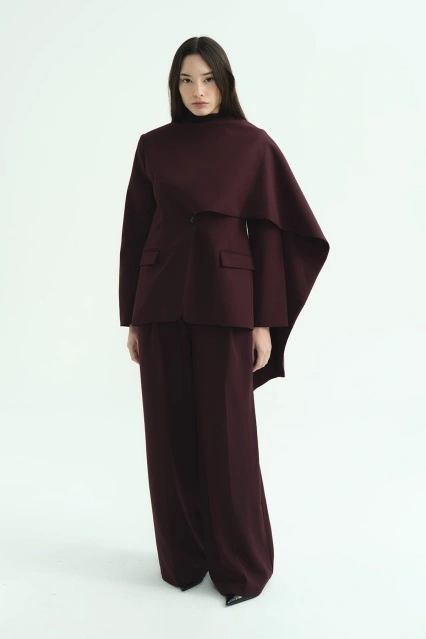 Pelerin Detaylı Burganya Blazer Ceket