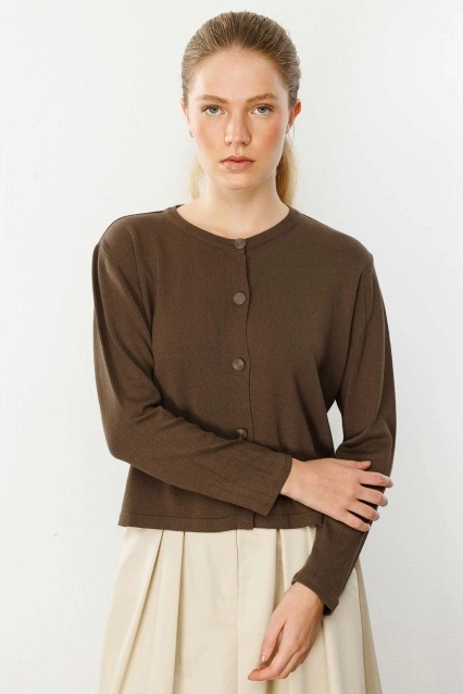 Perla Koyu Kahve Triko Hırka Perla Koyu Kahve Triko Hırka