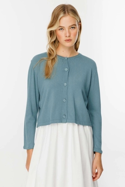 Perla Petrol Triko Hırka Perla Petrol Triko Hırka