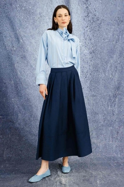 Pile Kırma Lacivert Etek Pile Kırma Lacivert Etek