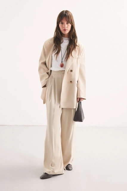 Pileli Palazzo Taş Pantolon