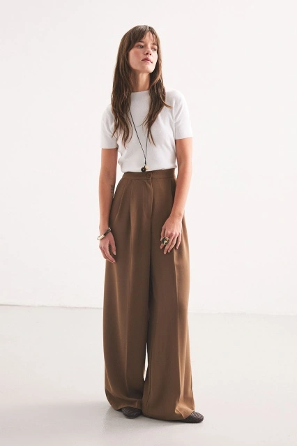 Pileli Palazzo Vizon Pantolon