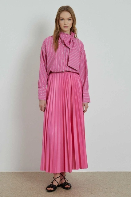 Pilisoley Saten Fuşya Etek