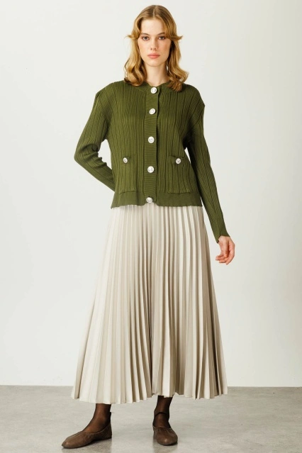 Pilisoley Saten Su Yeşili Etek