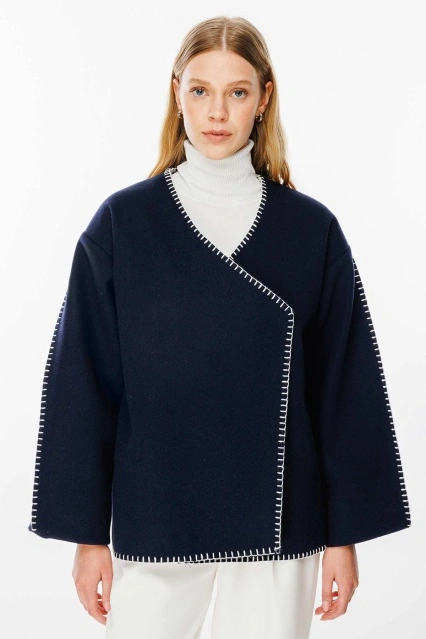 Premium Dikişli Lacivert Kaşe Ceket