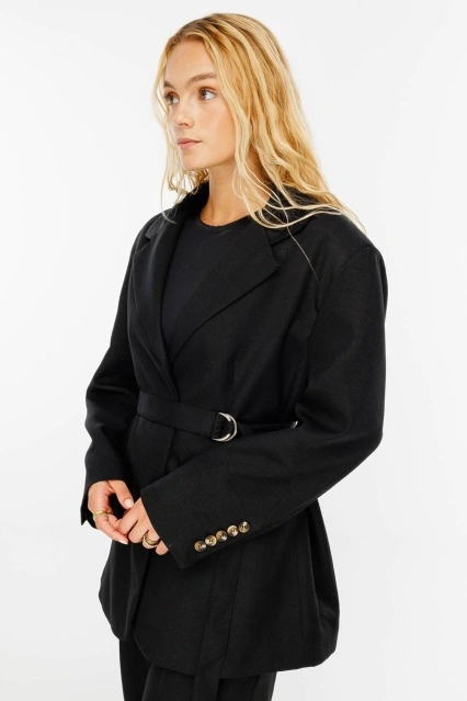 Premium Kemerli Blazer Siyah Ceket Premium Kemerli Blazer Siyah Ceket