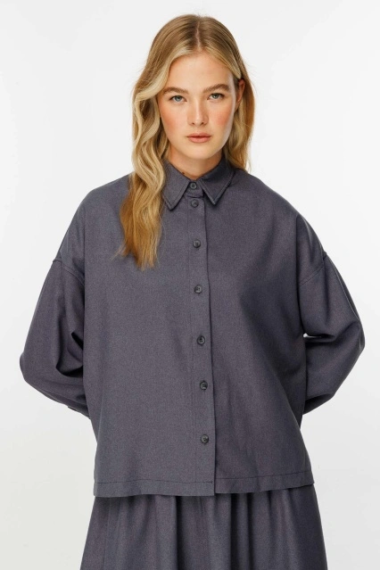 Premium Kısa Antrasit Gömlek