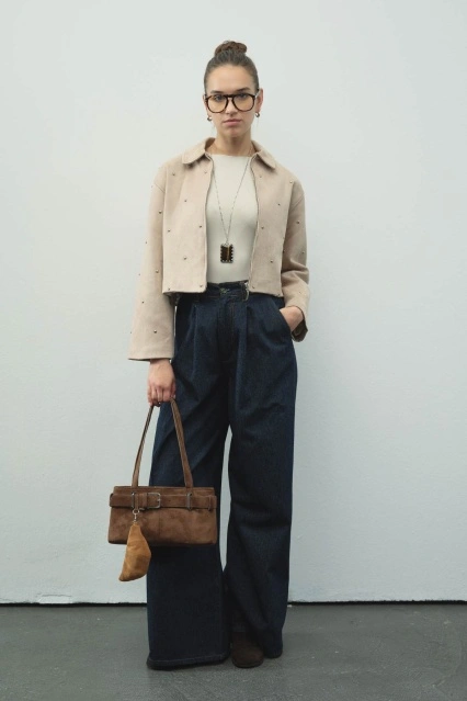 Premium Kısa Süet Bej Ceket