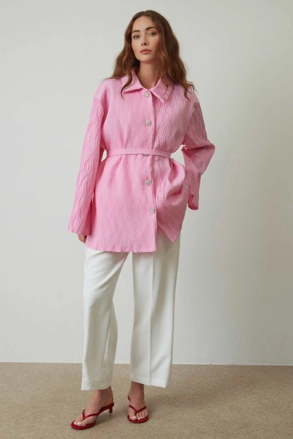 Premium Kraş Dokulu Pembe Kap