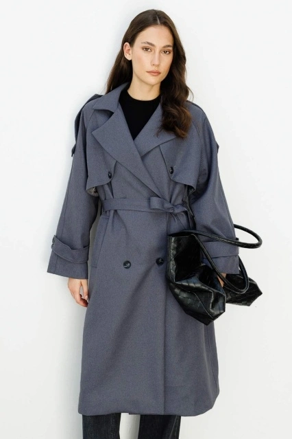 Premium Kruvaze Antrasit Trençkot