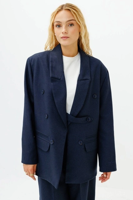 Premium Kruvaze Lacivert Blazer Ceket