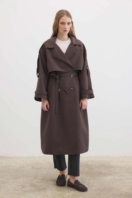 Premium Oversize Acı Kahve Trençkot