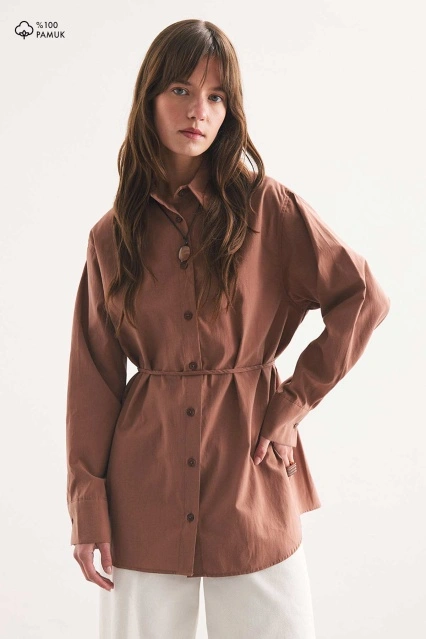 Premium Pamuk Oversize Bakır Gömlek