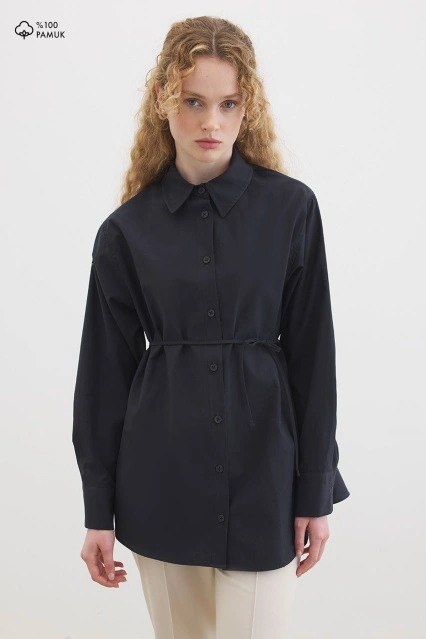 Premium Pamuk Oversize Siyah Gömlek
