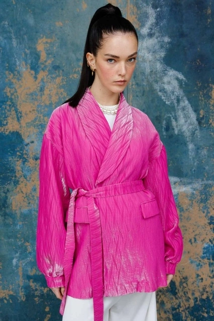 Premium Pilise Dokulu Fuşya Ceket Premium Pilise Dokulu Fuşya Ceket