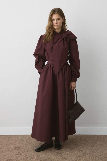 Premium Poplin Balon Bordo Etek