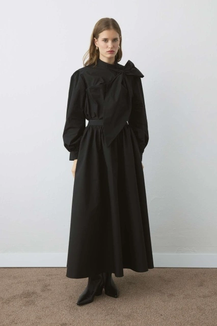 Premium Poplin Balon Siyah Etek