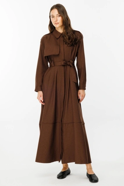 Premium Trenç Kahve Elbise