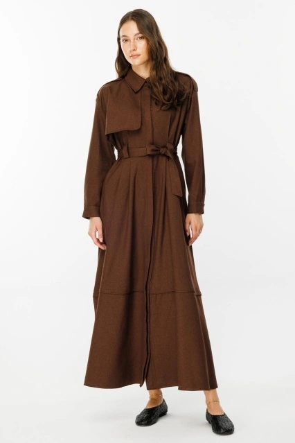Premium Trenç Kahve Elbise