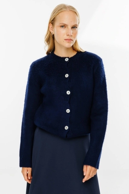 Premium Tüy Dokulu Lacivert Hırka